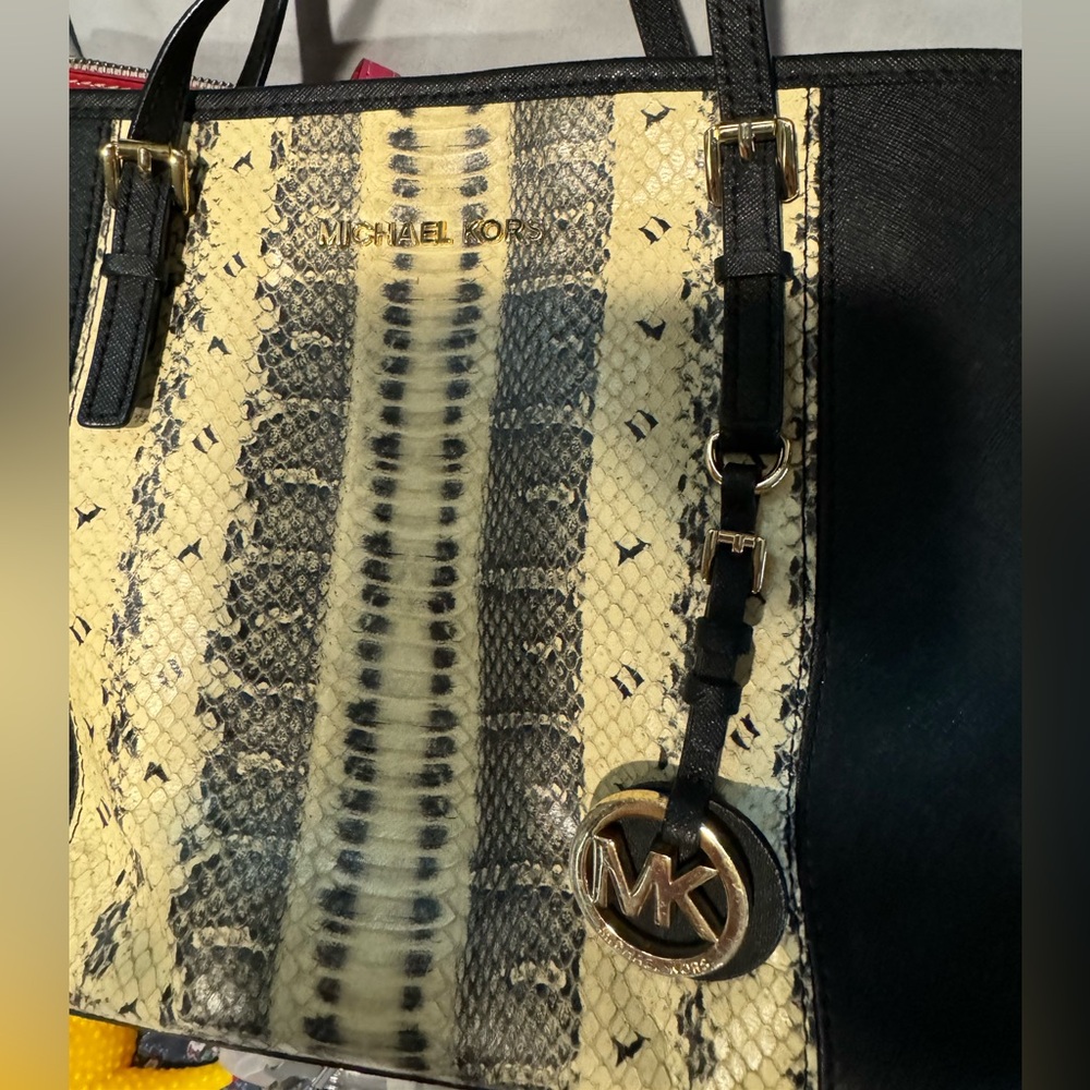 Michael Kors Jet Set Python tote; EUC
